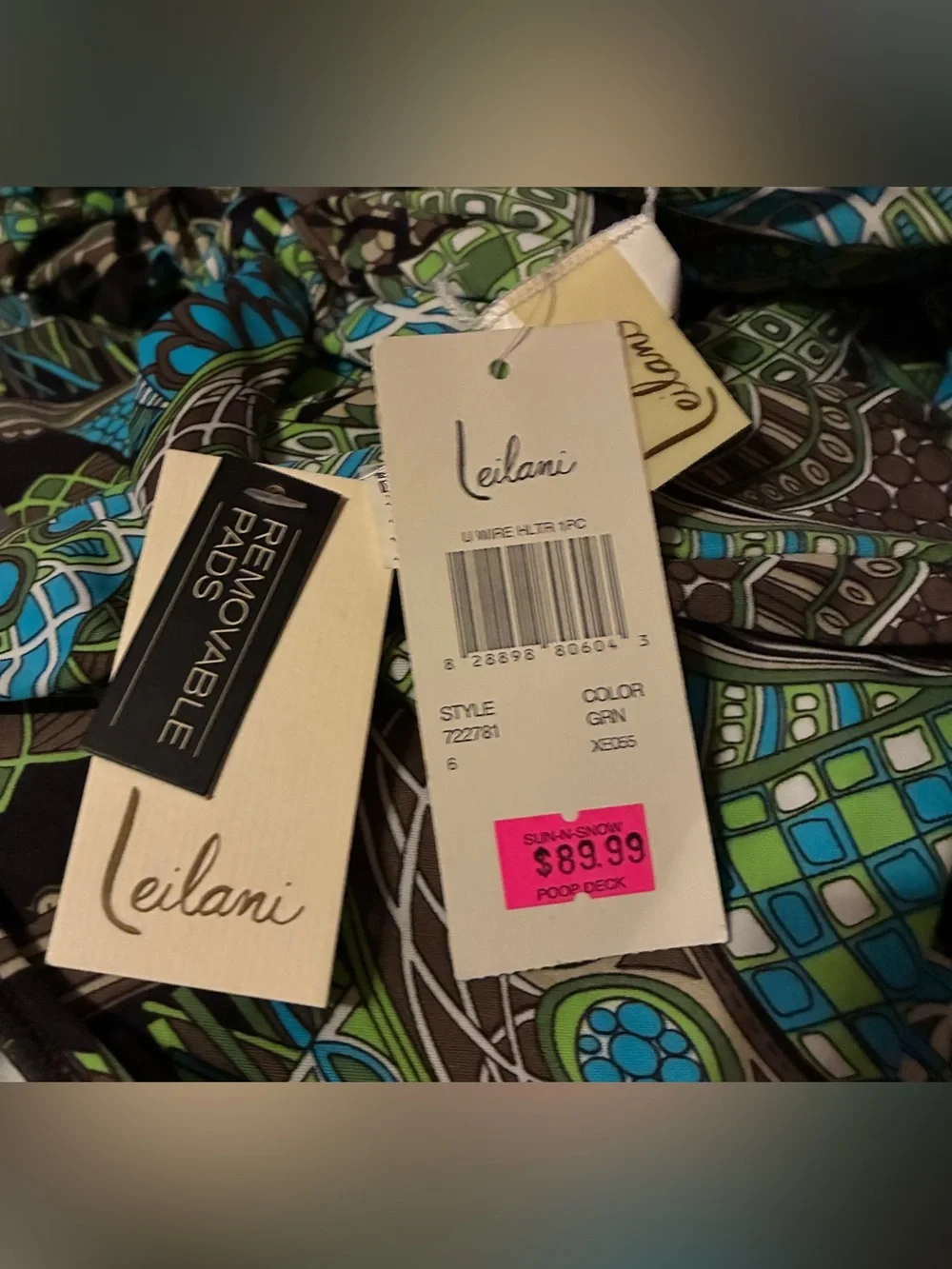 NWT LEILANI ONE PIECE  HALTER NECK SWIMSUIT SIZE 6